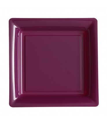 Assiette plastique carrée 29 cm aubergine