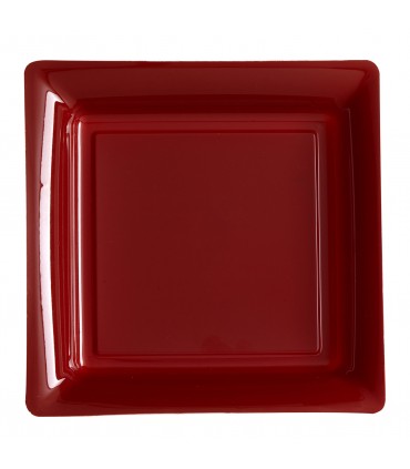 Assiette plastique carrée 29 cm bordeaux