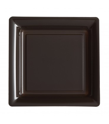 Assiette plastique carrée 29 cm chocolatanis