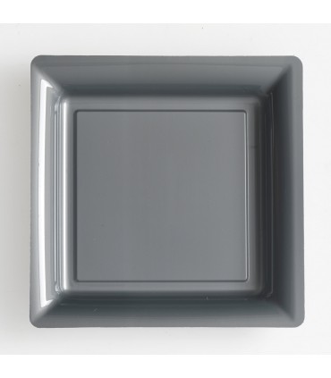 Assiette plastique carrée 29 cm gris