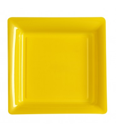 Assiette plastique carrée 29 cm jaune