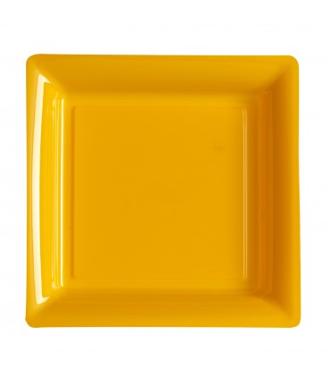 Assiette plastique carrée 29 cm mandarine