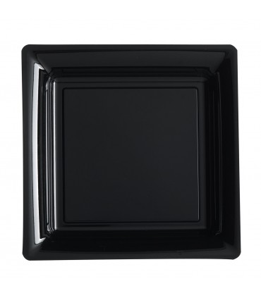 Assiette plastique carrée 29 cm noir