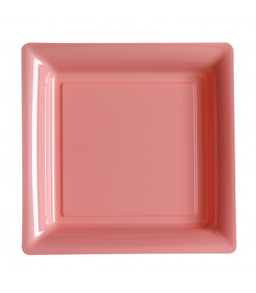 Assiette plastique carrée 29 cm rose