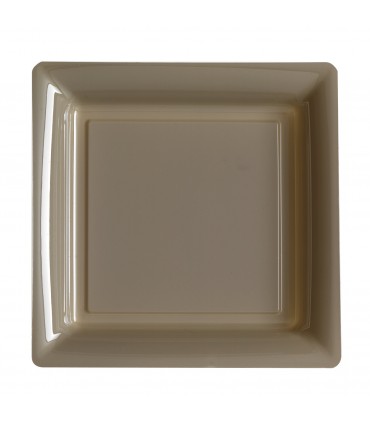 Assiette plastique carrée 29 cm taupe