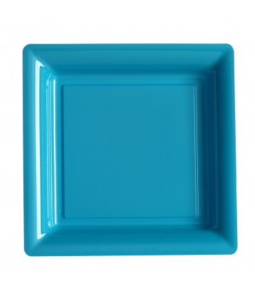 Assiette plastique carrée 29 cm turquoise