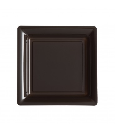 Assiette plastique carrée 23 cm repas chocolat