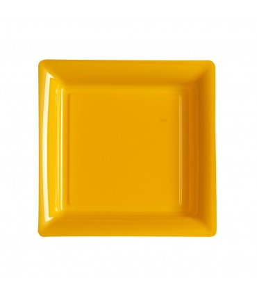 Assiette plastique carrée 23 cm repas mandarine 