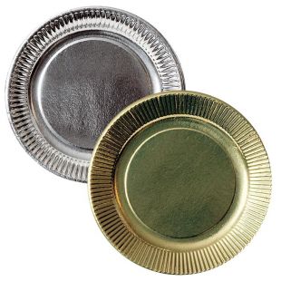 Assiette carton argent et or