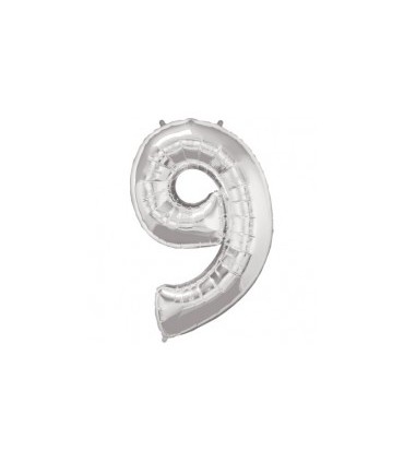 Ballon chiffre 9 argent