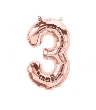 Ballon chiffre 3 rose