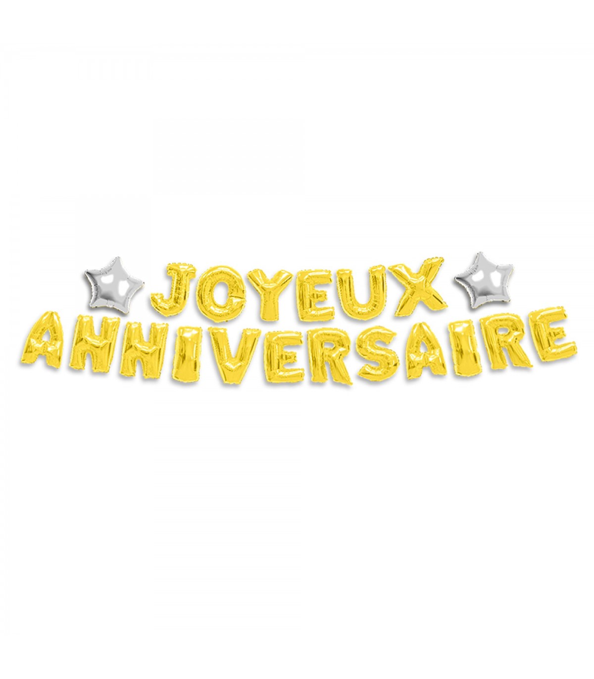 Ballon Mylar Joyeux Anniversaire Blanc & Or